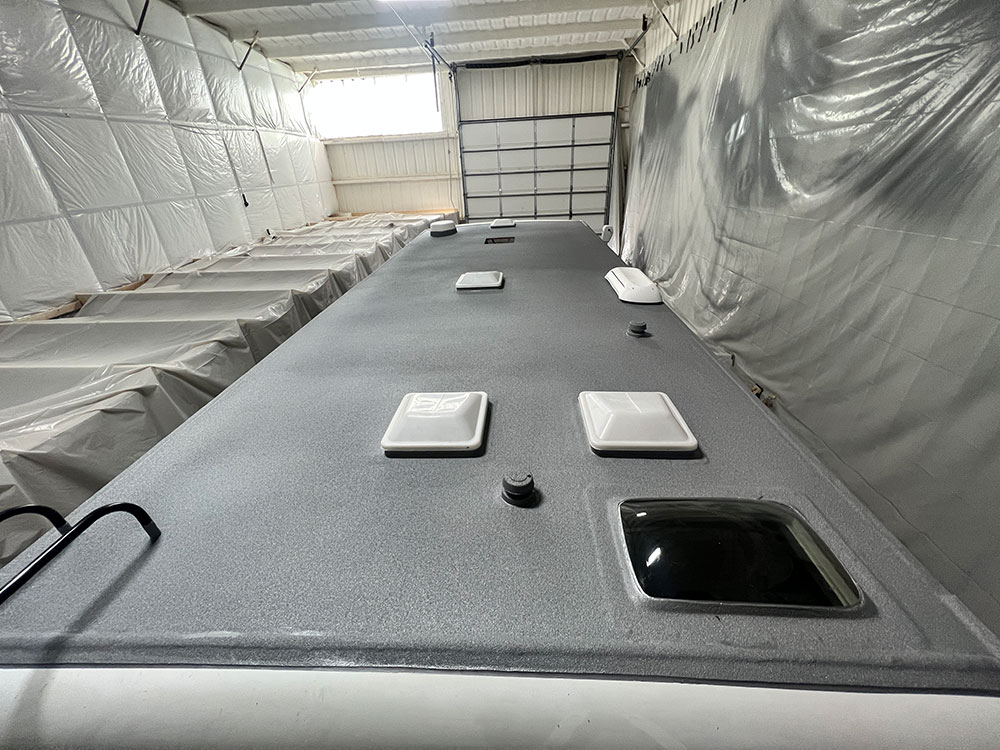 rv with new rhino spray on roof liner