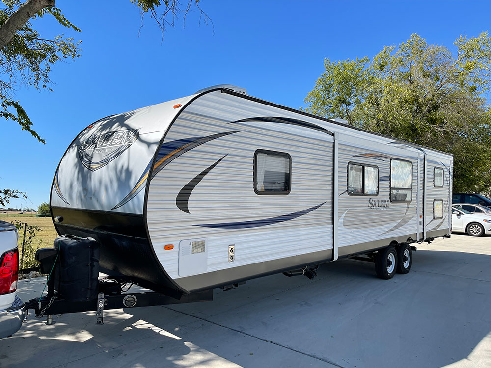 rv travel trailer with new siding